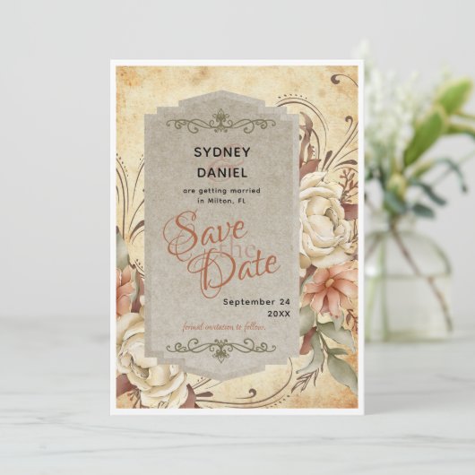  herfst Roos bruiloft Save the Date Kaart (Staand voorkant)