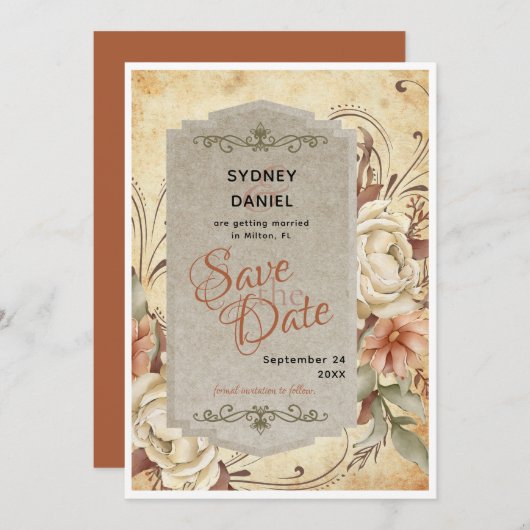  herfst Roos bruiloft Save the Date Kaart (Voorkant / Achterkant)