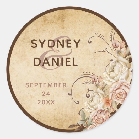 herfst Roos bruiloft Sticker (Voorkant)