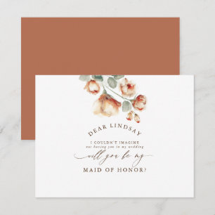 Herfst Roos Floral Bridesmaid - Maid of Honor Kaart