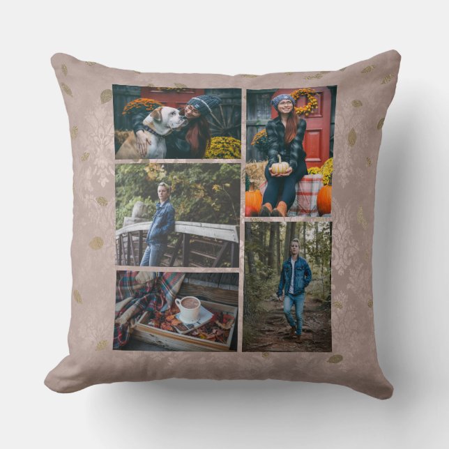  Herfst Roos Gold laat vijf foto-inkoudheid over Kussen (Voorkant)