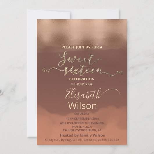 Herfst Roos gouden kaneel cantaloupe waterverf Kaart (Voorkant)