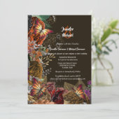 Herfst roos herfstvlinder zilverglooienblad kaart (Staand voorkant)