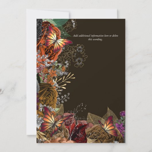 Herfst roos herfstvlinder zilverglooienblad kaart (Achterkant)