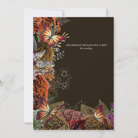 Herfst roos najaar vlindervlieg Thanksgiving bruil Kaart (Achterkant)