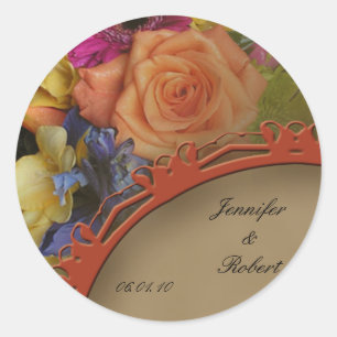 Herfst Rose Boeket Envelope Seal Ronde Sticker