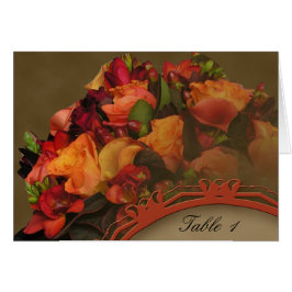 Herfst Rose Bouquet Table Number tentaart