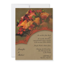 Herfst Rose Bouquet Wedding Invitation