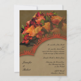 Herfst Rose Bouquet Wedding Invitation Kaart