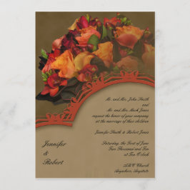 Herfst Rose Bouquet Wedding Invitation Kaart