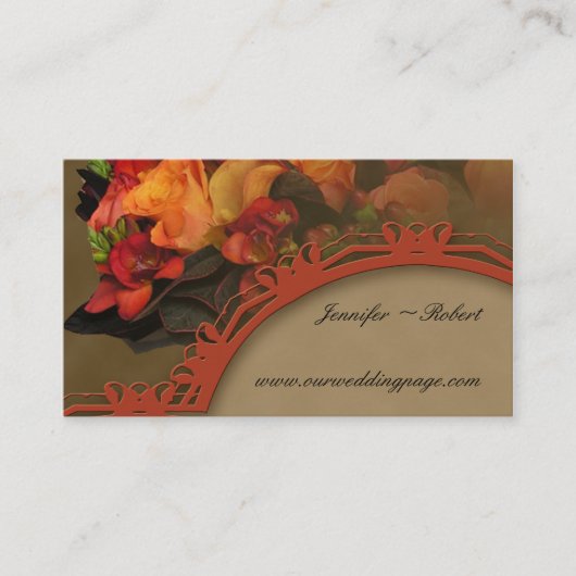 Herfst Rose Bouquet Wedding Website kaart (Voorkant)