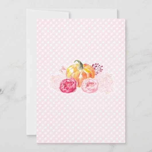 herfst roze baby shower nodigt uit, scriptletterpo kaart (Achterkant)