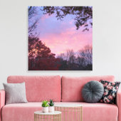 Herfst roze, blauw, gele zonnesteek over bomen canvas afdruk (Insitu (Woonkamer))