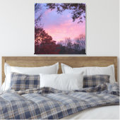 Herfst roze, blauw, gele zonnesteek over bomen canvas afdruk (Insitu (Slaapkamer))