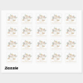 Herfst Roze Bloemen Goud Glitter Pompoen Thanksgiv Vierkante Sticker (Vel)