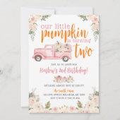 Herfst Roze Bloemenpompoenen Oogst Vrachtwagen Ver Kaart (Voorkant)