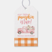 Herfst Roze Bloemenpompoenen Oogstwagen Cadeaulabel (Voorkant)