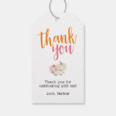 Herfst Roze Bloemenpompoenen Oogstwagen Cadeaulabel (Achterkant)