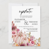 Herfst Roze Bourgondië Pompoen Bloemige Trouwupdat Kaart (Voorkant)