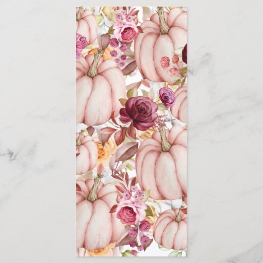 Herfst Roze Bourgondische pompoen bruiloft Menu (Achterkant)