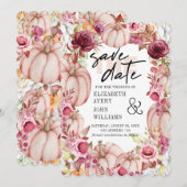 Herfst Roze Bourgondische pompoen Save The Date (Voorkant / Achterkant)