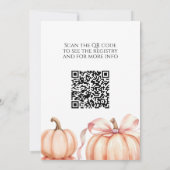 Herfst Roze Bow Little Pumpkin Baby shower QR-code Kaart (Achterkant)