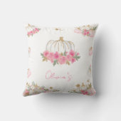 Herfst Roze en Gouden Pompoen Bloemen Decoratief Kussen (Achterkant)