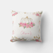 Herfst Roze en Gouden Pompoen Bloemen Decoratief Kussen (Voorkant)