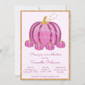 Herfst roze en gouden pompoen meisje Baby shower Kaart (Voorkant)