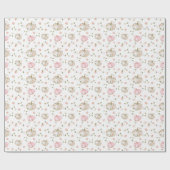 Herfst roze en wit pompoen Baby shower Cadeaupapier (Vlak)