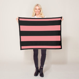 Herfst roze en zwart gestreepte fleece deken