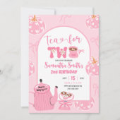 Herfst Roze grillige Retro Tea Girl 2e Verjaardag Kaart (Voorkant)