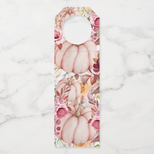 Herfst Roze Huwelijk Gepersonaliseerd Flessenhanger (Achterkant)