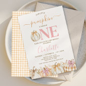 Herfst Roze Meisjes Plaid Little Pumpkin 1st Birth Kaart