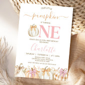 Herfst Roze Meisjes Plaid Little Pumpkin 1st Birth Kaart