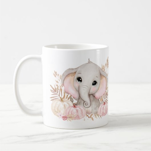 Herfst roze olifant en pompoenen Mok (Links)