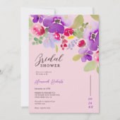 Herfst roze paarse bloemenwaterverf vrijgezellenfe kaart (Voorkant)