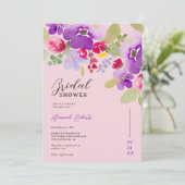 Herfst roze paarse bloemenwaterverf vrijgezellenfe kaart (Staand voorkant)