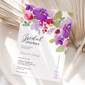 Herfst roze paarse bloemenwaterverf vrijgezellenfe kaart