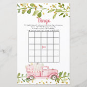 Herfst Roze pomkin Truck Baby shower Bingo Game (Voorkant)