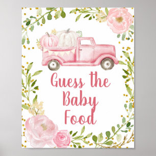 Herfst Roze pomkin Truck raadt het Baby-bord Poster