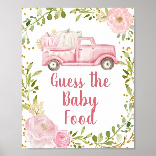 Herfst Roze pomkin Truck raadt het Baby-bord Poster (Voorkant)