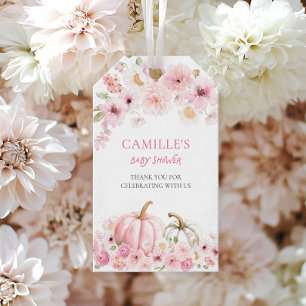 Herfst Roze Pompoen Baby Shower Bedankt-tag Cadeaulabel