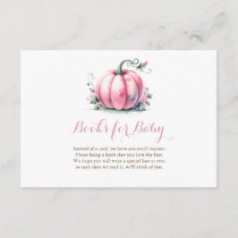 Herfst Roze Pompoen Baby shower Boek voor Baby Informatiekaartje