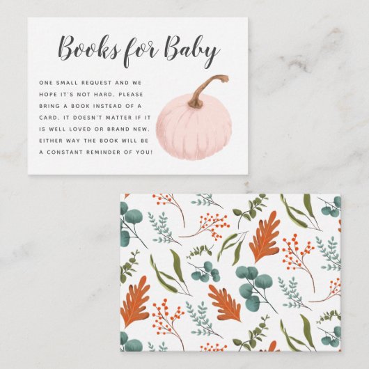 Herfst Roze Pompoen Baby shower Boekaanvraag Informatiekaartje (Voorkant / Achterkant)