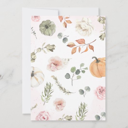 Herfst roze pompoen Baby shower Kaart (Achterkant)