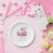 Herfst roze pompoen Baby shower Papieren Bordje (Feest)