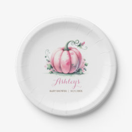 Herfst roze pompoen Baby shower Papieren Bordje