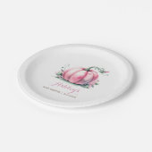 Herfst roze pompoen Baby shower Papieren Bordje (Gekanteld)