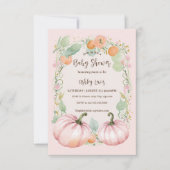 Herfst Roze Pompoen Baby shower uitnodiging (Voorkant)